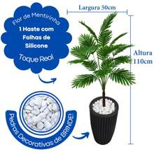 Little Lie Flower Artificial Coconut Tree Living Room Palm Tree With Vase Column Decoration - màu đen - Xem 4