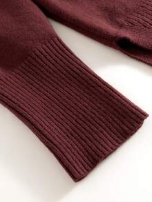 GIGOGOU كنزة صوفية نسائية فضفاضة ذات ياقة عالية دافئة للخريف والشتاء، بأكمام طويلة، ملابس موسمية - عنابي اللون - مشاهدة 9