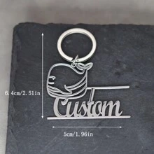 1 件定制不锈钢名字钥匙扣个性化动物熊猫吊坠钥匙扣男女铭牌钥匙圈珠宝礼物