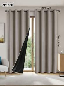 1pc/2pcs Blackout Curtains With Coating & Insulated Lining, Suitable For Living Room, Bedroom, Kitchen, Bathroom, Home Decoration Gifts Birthday Graduation