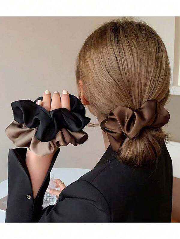 1pc Anti-Slip Artificial Silk Hair Scrunchie In Random Color, Suitable For Daily Use Casual Hair Tie Ponytail Holder Hair Elastic Hair Rope