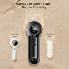 coldSky Rechargeable Fabric Shaver With Lint Brush, XL Electric Lint Remover With Digital Display, 3 Extra-Large Blades Defuzzer Sweater Shaver, Lint Shaver For Clothing, Furniture, Blanket - 黑色 - 查看 6