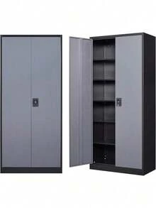 Metal Storage Cabinet With Adjustable Shelves And Locking Doors For Home Garage - 71 inch - Xem 2