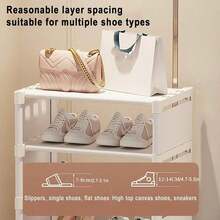 1pc Multi-Layer Shoe Rack Storage Organizer, Household Simple Assemble Folding Space Saving Shoes Cabinet For Indoor Dorm Room Or Small Apartment - White - View 4