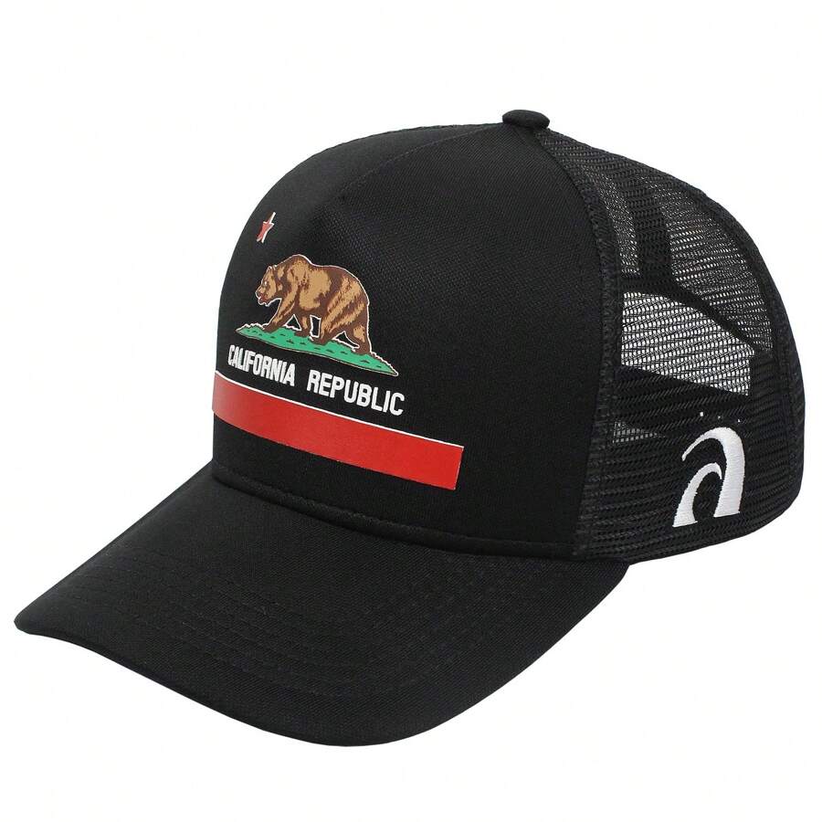 Boné Trucker Surf Alive California Republic Preto - Preto - Visão 1