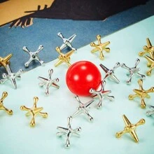 1 set Jacks Game Christmas Leksaker Kit, Inkluderar metalljack och röda gummibollar med väska för vuxna, magnetiskt kampschack, bingokort - Multifärgad - Visa 14