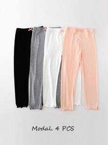 4 Pairs Girls' Minimalist Versatile Thin Ankle Socks, Suitable For Daily Wear In Summer - Multicolor - View 2