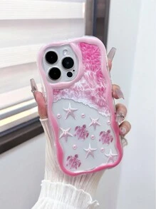 Summer Turtle Cream Textured Wavy Edge Painted Non-Slip Phone Case With Handmade Beaded Bracelet, Compatible With IPhone XR/7/8, IPhone 15 ProMax, IPhone 13, IPhone 14, IPhone 11, Soft Case, TPU Anti-Drop Phone Cover, Compatible With Galaxy S24, Galaxy S24+, Galaxy S24 Ultra, Galaxy S22, Galaxy A13 4G, Galaxy A52, Galaxy A52s 5G, Galaxy A23, Galaxy A35, Galaxy A25, Galaxy A73, Redmi Note 11, Redmi Note 11 Lite - Multicolor - View 4