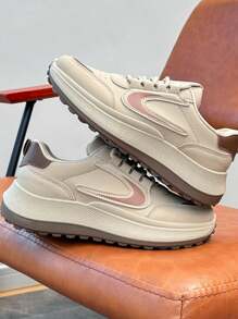 2025 Women's White Casual Sneakers, New Korean Version Ins Style Student Sports Shoes, Platform Loafers For Street Style, Burgundy Color, Fashion Retro Chunky Sneakers, Party & Gift - Brown - View 5