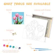 1pc Framed Painting By Numbers Cartoon Flowers Beginner Kits Easy To Paint Include Tool Diy Crafts Kits For Home Decors 20x20cm/7.87x7.87inch