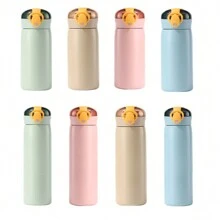 1pc 460ml/320ml/15.5oz/10.8oz Cute Bounce Travel Mug With Straw, Stainless Steel Vacuum Insulated Water Cup With Locking Lid For Outdoor Use Back To School