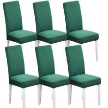 1 Stück/4 Stücke/6 Stücke Stuhlbezüge mit Weihnachtsmann Muster als Weihnachtsdekoration, weicher universell passender Schreibtisch Bezug, abnehmbar und waschbar Anti-Staub Stretch Stuhlschutz