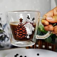 1 confezione e 4 confezioni da 220ml di tazze da caffè a doppia parete, con manico colorato e decorato con strass, idee uniche per decorazioni per ufficio, salotto e cucina, regali per compleanni, Natale, San Valentino per amici, bambini, rientro a scuola - trasparente - Visualizzare 1