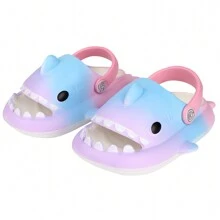 Girls Shark Slippers Boys Summer Cloud Sliders Sandals Cute Soft Lightweight Anti-Slip Beach Pool Shower Shoes Indoor Outdoor - 紫丁香色 - 查看 1