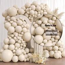 Juego de 5/50/103 piezas de globos con decoración de arco y corona de color crema y arena blanca, 18 12 10 globos de 5 pulgadas de color beige marfil para decoración de fiesta de cumpleaños en diferentes tamaños, Navidad - Blanco arena - Ver 8