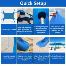 Global Phoenix 10x10 Beach Canopy Tent UPF50+ UV Portable Sun Shelter Blue - Multicolor - View 6