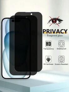 2pcs/Set 9H Hardness Tempered Glass Screen Protector Compatible With Iphone 11/12/13/14Pro/14ProMax/15Pro/15ProMax/XR/XS - Scratch-Resistant/Anti-Drop, Full Screen Coverage, Anti-Bubble, Anti-Peep Protection Film