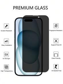 2pcs/Set 9H Hardness Tempered Glass Screen Protector Compatible With Iphone 11/12/13/14Pro/14ProMax/15Pro/15ProMax/XR/XS - Scratch-Resistant/Anti-Drop, Full Screen Coverage, Anti-Bubble, Anti-Peep Protection Film