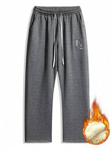 Pantalones casuales con forro térmico para hombre de talla grande, pantalones gruesos y cálidos para otoño e invierno