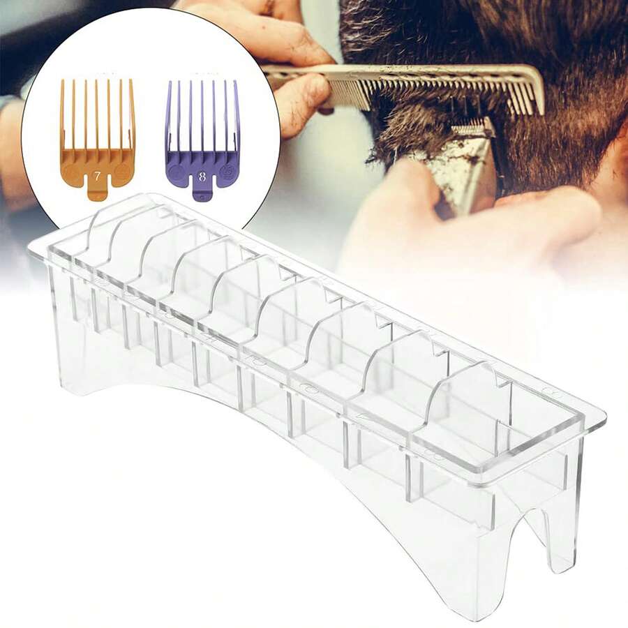 1 pieza Organizador de peine para cortadora de pelo en negro, Soporte de almacenamiento con rejilla de 8/10 para peines guía de cortadora de pelo universal