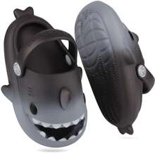 Girls Shark Slippers Boys Summer Cloud Sliders Sandals Cute Soft Lightweight Anti-Slip Beach Pool Shower Shoes Indoor Outdoor - 深灰色 - 查看 7
