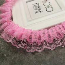1 paquete 2 yardas de encaje plisado multicolor, accesorios para vestidos DIY, decoraciones para mascotas y muñecas, accesorios de costura, suministros de ropa