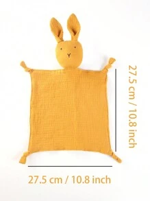 1pc Soft, Breathable & Absorbent  Plaid Rabbit Pattern Baby Bib, Burp Cloth - Multicolor - View 3