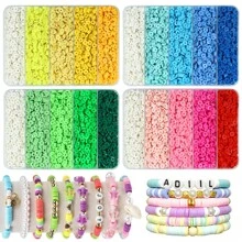 2000 buc Kit margele de argilă 5 grile 6 mm margele distanțiere polimerice de culoare curcubeu pentru fabricarea de bijuterii DIY colier brățară cercei pandantiv
