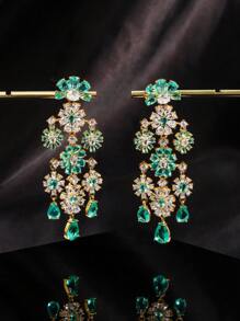 1 cặp hoa tai Cubic Zirconia nhiều màu thời trang dành cho nữ, đeo hàng ngày - Bông tai hoa nặng - Xem 4