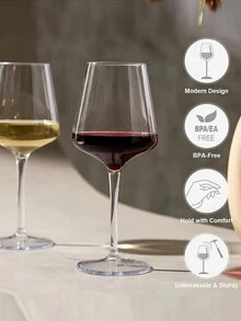 2/4/6 PEÇAS Taças de Vinho Tinto de Plástico Transparente de Tritan, Taças de Plástico de Copoliéster Reutilizáveis, Taças de Vinho Branco à Prova de Estilhaços Adequadas para Uso Ao Ar Livre, Adequadas para Festas, Casamentos, Dia dos Namorados, Presente - transparente - Visão 4