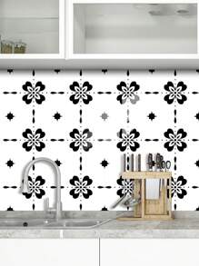 10片装几何格子图案印花PVC仿瓷砖家装墙贴墙纸壁纸DIY拼接自粘墙饰自粘防脏遮丑厨房卫生间客厅房间墙壁电视背景空间美化装饰 装修贴纸可撕墙板 墙纸壁纸 春季装修用品 焕新家居 拉玛装饰贴纸