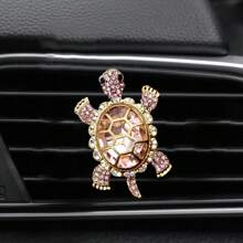 1pc/3pcs Alloy Rhinestone Crystal Gemstone Decor Sea Turtle Car Air Vent Clip Fragrance Holder, Creative Car Interior Fragrance Decor