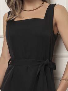 Women's Short Party Dresses With Belt Tailored / Formal Sophisticated Woman / Unique Moments - màu đen - Xem 2