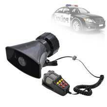 Car Alarm Siren Electronic Adve Police 7 Tones Horn, 7 Tones Car Police Speaker, Police Siren, With 12V 100W Handheld Microphone Amplifier, Emergency Sounds Electric Siren Speaker With Mic PA - 黑色 - 查看 7