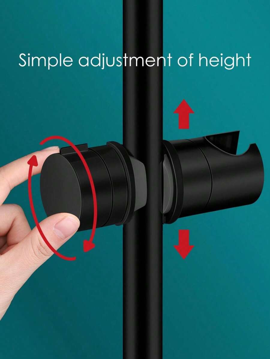 Soporte De Ducha Negro Mate De ABS Sólido, Ajustable 360° Y Universal Para Barras De 18-25 Mm, Fácil De Instalar Sin Quitar La Barra
