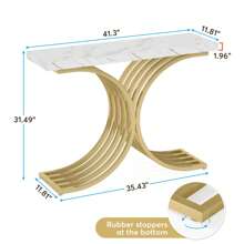 Tribesigns Tavolino sottile consolle con struttura in metallo dorato, 100 x 30 x 80 cm, piccolo tavolo da esposizione, divano per piccoli spazi, per ingresso, corridoio, soggiorno - Bianco - Visualizzare 6