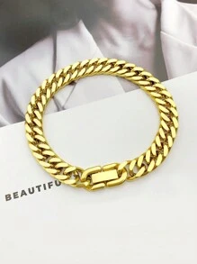 1pc New Fashionable Twist Curb Chain Stainless Steel Bracelet For Men - Star - View 19