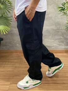 MEN'S CARGO PANTS - 黑色 - 查看 3