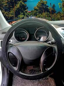 透氣汽車方向盤套 - 黑色 - 查看 1