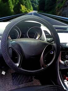 透氣汽車方向盤套 - 黑色 - 查看 3