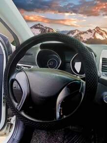 透氣汽車方向盤套 - 黑色 - 查看 2