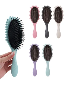 1 件带手柄的椭圆形气垫梳，小麦秸秆材质定义造型刷，顺发刷，专业发型梳，弹跳卷发定义造型刷梳，适合卷发、直发、女士、儿童 - 彩色 - 查看 2