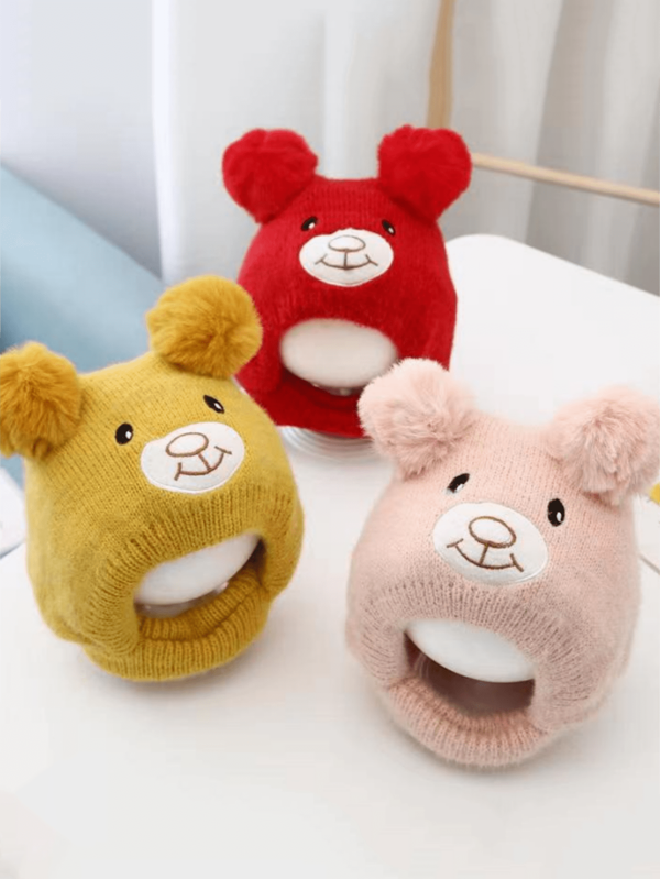 Cute Infant Winter Knitted Ear Protection Beanie Hat, Suitable For 1-4 Years Old Toddlers