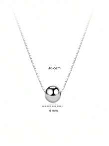 1pc S925 Sterling Silver Minimalist Small Ball Pendant Necklace For Women, Adjustable Length Cute Ball Bead Choker Necklace, Dainty Jewelry For Daily Wear, Girlfriend Gifts, Anniversary, Holiday. Random White, Red, Black Packaging Boxes. - Silver - View 7