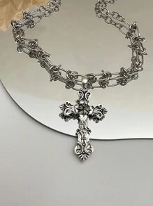 1PC Vòng cổ mặt dây chuyền Gothic cho nam cặp đôi Kpop Punk Vòng cổ chuỗi dài thời trang Hàn Quốc Y2K Trang sức trên cổ Quà tặng - Vòng cổ mặt dây chuyền - Xem 6