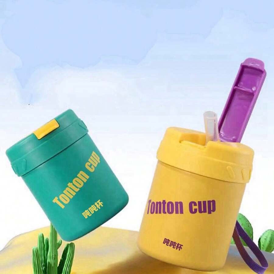 1 件 350ml/10.1oz 吸管保温杯，不锈钢迷你保温杯带吸管，高品质学生情侣便携式水瓶 - 彩色 - 查看 1