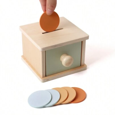 Montessori Coin Box, Montessori Coin Box Toy Suitable For 1 Year Old Toddlers, Wooden Montessori Toy Balls, Baby Drawer Coin Slot