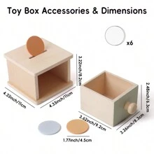 Montessori Coin Box, Montessori Coin Box Toy Suitable For 1 Year Old Toddlers, Wooden Montessori Toy Balls, Baby Drawer Coin Slot - Apricot - View 4