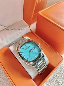 1 pièce Montre-bracelet étanche en acier inoxydable pour homme, cadran blanc/vert/noir, mouvement à quartz, style décontracté et d'affaires, grand cadran de haute qualité, convient pour les réunions, le travail, les cadeaux