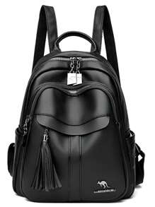 High Quality Soft Leather Retro Women's Backpack, Large Capacity Travel Backpack - Black - View 4